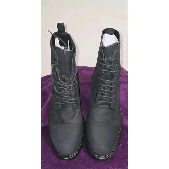 Men's Calvin Klein Lorenzo Lace Up Boots With Leather Upper Size 12 Black - Picture 3 of 9